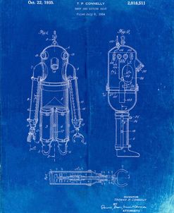 PP479-Faded Blueprint Deep Sea Diving Suit Patent Poster
