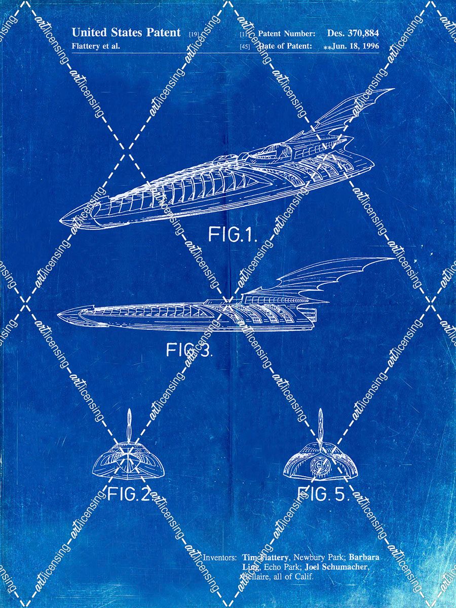 PP483-Faded Blueprint Batman Forever Batboat Patent Poster