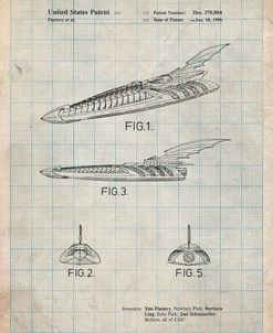 PP483-Antique Grid Parchment Batman Forever Batboat Patent Poster