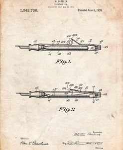 PP486-Vintage Parchment Houston Fountain Pen Company 1920 Patent Poster