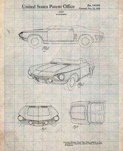 PP489-Antique Grid Parchment 1962 Chevrolet Covair Super Spyder Concept Patent Print