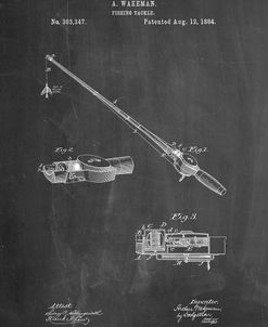 PP490-Chalkboard Fishing Rod and Reel 1884 Patent Poster