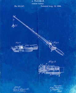 PP490-Faded Blueprint Fishing Rod and Reel 1884 Patent Poster