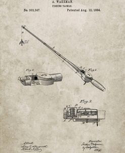 PP490-Sandstone Fishing Rod and Reel 1884 Patent Poster