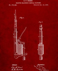 PP491-Burgundy Dentist Drill Patent Poster