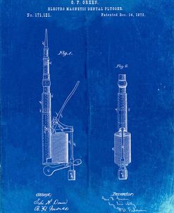 PP491-Faded Blueprint Dentist Drill Patent Poster