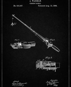 PP490-Vintage Black Fishing Rod and Reel 1884 Patent Poster