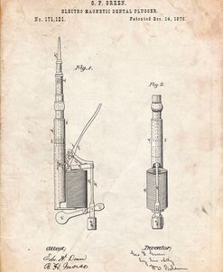 PP491-Vintage Parchment Dentist Drill Patent Poster