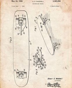 PP492-Vintage Parchment Skateboard Brake Patent Poster