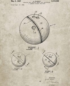 PP493-Sandstone Bowling Ball 1967 Patent Poster