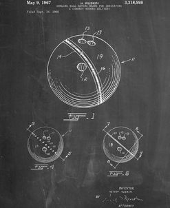 PP493-Chalkboard Bowling Ball 1967 Patent Poster