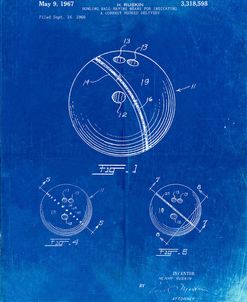 PP493-Faded Blueprint Bowling Ball 1967 Patent Poster