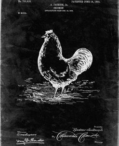 PP497-Black Grunge Chicken Patent Poster