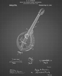 PP499-Black Grid Gibson Mandolin Bridge Patent Poster