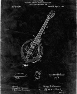 PP499-Black Grunge Gibson Mandolin Bridge Patent Poster