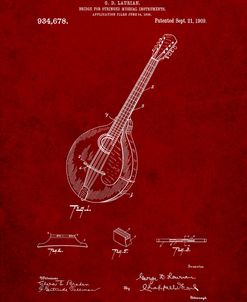 PP499-Burgundy Gibson Mandolin Bridge Patent Poster