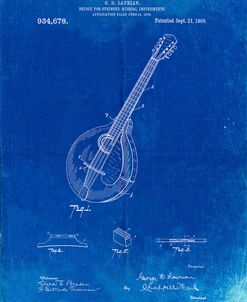 PP499-Faded Blueprint Gibson Mandolin Bridge Patent Poster