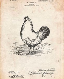 PP497-Vintage Parchment Chicken Patent Poster