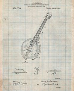 PP499-Antique Grid Parchment Gibson Mandolin Bridge Patent Poster