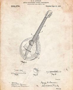 PP499-Vintage Parchment Gibson Mandolin Bridge Patent Poster