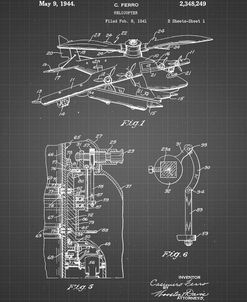 PP500-Black Grid Early Helicopter Patent Poster