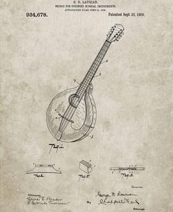 PP499-Sandstone Gibson Mandolin Bridge Patent Poster