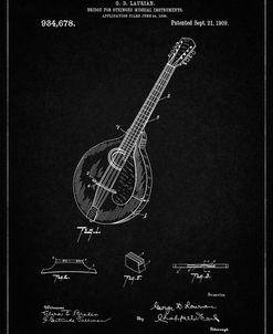 PP499-Vintage Black Gibson Mandolin Bridge Patent Poster