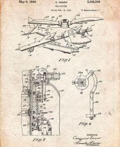 PP500-Vintage Parchment Early Helicopter Patent Poster