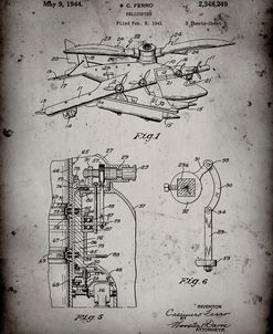 PP500-Faded Grey Early Helicopter Patent Poster