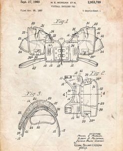 PP504-Vintage Parchment Vintage Football Shoulder Pads Patent Poster