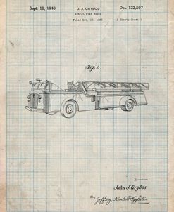 PP506-Antique Grid Parchment Firetruck 1940 Patent Poster