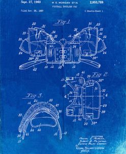 PP504-Faded Blueprint Vintage Football Shoulder Pads Patent Poster