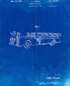 PP506-Faded Blueprint Firetruck 1940 Patent Poster