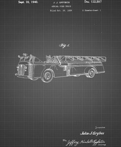 PP506-Black Grid Firetruck 1940 Patent Poster