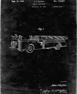 PP506-Black Grunge Firetruck 1940 Patent Poster