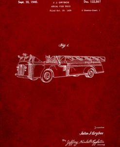 PP506-Burgundy Firetruck 1940 Patent Poster
