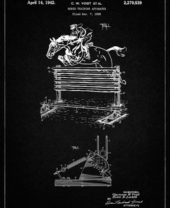 PP507-Vintage Black Equestrian Training Oxer Patent Poster