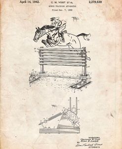 PP507-Vintage Parchment Equestrian Training Oxer Patent Poster