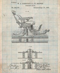 PP510-Antique Grid Parchment Dentist Chair Patent Poster