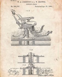 PP510-Vintage Parchment Dentist Chair Patent Poster