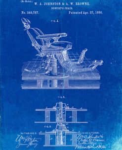 PP510-Faded Blueprint Dentist Chair Patent Poster