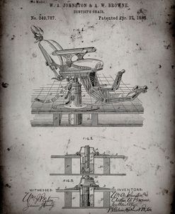 PP510-Faded Grey Dentist Chair Patent Poster