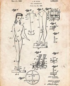 PP512-Vintage Parchment Barbie Doll Original Patent Poster