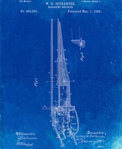 PP513-Faded Blueprint The Ostrander Shotgun Patent Poster