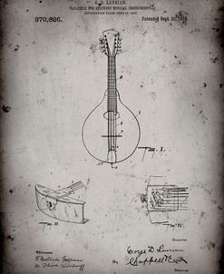 PP514-Faded Grey Gibson Mandolin Tailpiece Patent Poster