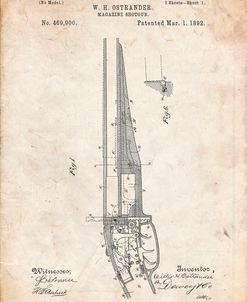 PP513-Vintage Parchment The Ostrander Shotgun Patent Poster