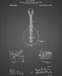 PP514-Black Grid Gibson Mandolin Tailpiece Patent Poster