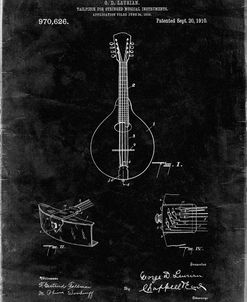 PP514-Black Grunge Gibson Mandolin Tailpiece Patent Poster