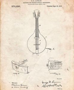 PP514-Vintage Parchment Gibson Mandolin Tailpiece Patent Poster