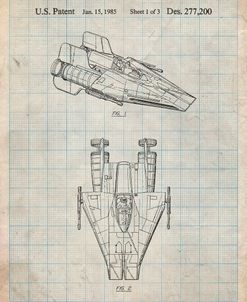 PP515-Antique Grid Parchment Star Wars RZ-1 A Wing Starfighter Patent Print